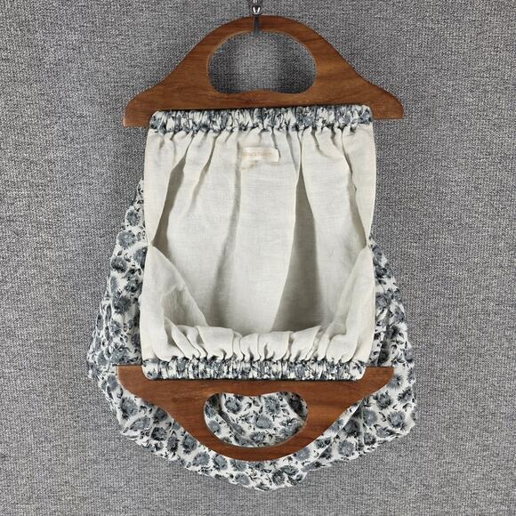 LOVESHACKFANCY MCKENNA GRAND HANDLE BAG COTTON LINEN FLORAL W/ SOLID WOOD HANDLE - Picture 3 of 11